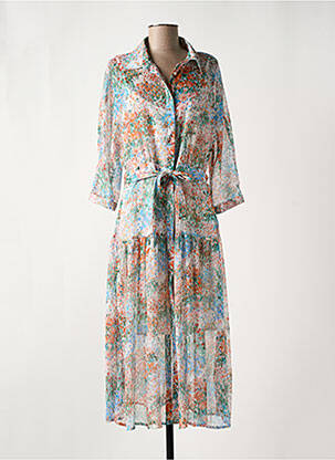 Rochie lungă imprimeu floral mâneci 3/4 portocalie SALSA femeie