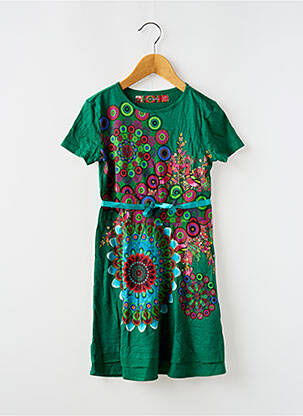 Rochie midi mâneci scurte mâneci scurte verde DESIGUAL fată