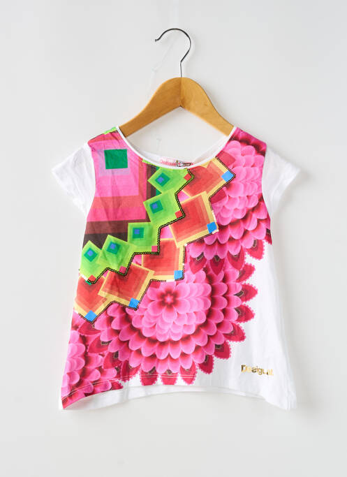 Tunică mâneci scurte alb DESIGUAL fată