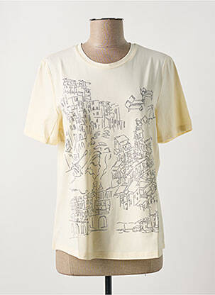 Tricou serigrafie cu strasuri mâneci scurte bej MARIA BELLENTANI femeie