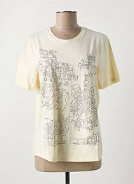 Tricou serigrafie cu strasuri mâneci scurte bej MARIA BELLENTANI femme