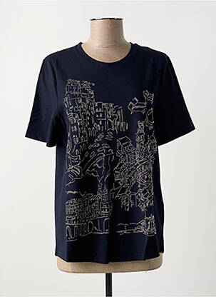 Tricou serigrafie cu strasuri mâneci scurte albastru MARIA BELLENTANI femeie