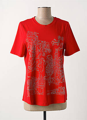 Tricou serigrafie cu strasuri mâneci scurte roșu MARIA BELLENTANI femeie