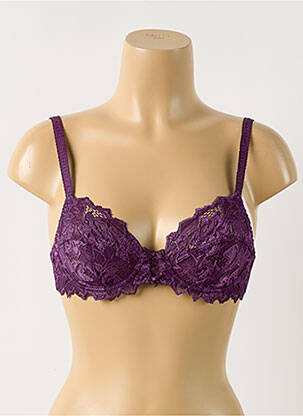 Sutien efect material satinat sutien cupe întregi cu decolteu înalt violet SANS COMPLEXE femeie