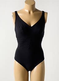 Costum de baie dintr-o singură piesă efect material satinat sutien balconet cu decolteu înalt negru EMPREINTE femme