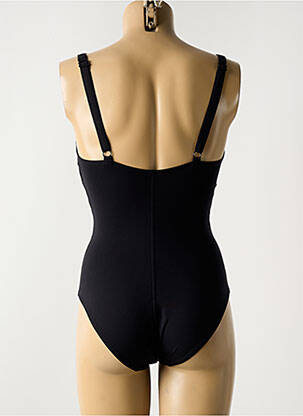 Costum de baie dintr-o singură piesă efect material satinat sutien balconet cu decolteu înalt negru EMPREINTE femeie