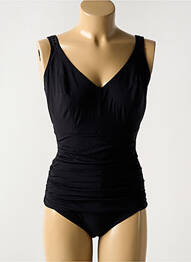 Costum de baie dintr-o singură piesă efect material satinat sutien balconet cu decolteu înalt negru EMPREINTE femme