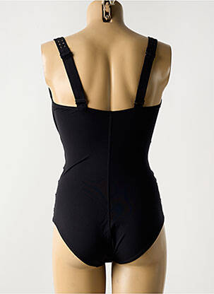 Costum de baie dintr-o singură piesă efect material satinat sutien balconet cu decolteu înalt negru EMPREINTE femeie