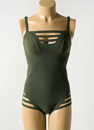 Costum de baie dintr-o singură piesă efect material satinat verde PAIN DE SUCRE femeie