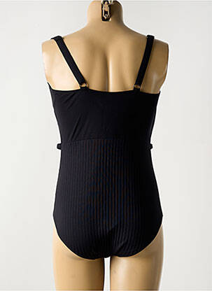 Costum de baie dintr-o singură piesă efect material satinat sutien balconet cu decolteu înalt negru EMPREINTE femeie