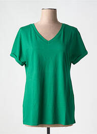 Tricou croială dreaptă mâneci scurte verde HALOGENE femme