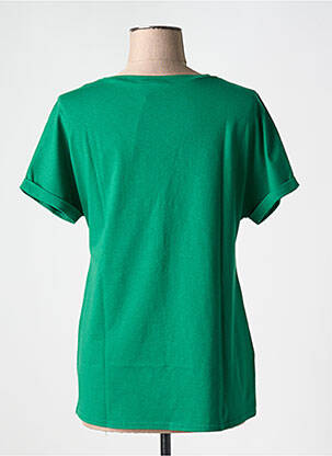 Tricou croială dreaptă mâneci scurte verde HALOGENE femeie