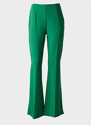 Pantalon evazat talie cu cleme talie înaltă verde EGO femeie
