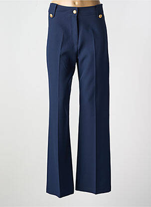 Pantalon evazat talie cu cleme talie înaltă albastru CHARMING GIRL BY SILIA femeie