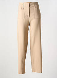 Pantalon drept țesătură crep talie înaltă bej HALOGENE femme