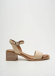 Sandale/pantofi decupați material neted toc de 4 la 6 cm bej SANTAFE femme
