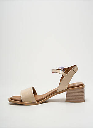 Sandale/pantofi decupați material neted toc de 4 la 6 cm bej SANTAFE femeie