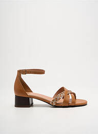 Sandale/pantofi decupați țesătură satinată toc de 4 la 6 cm maro EMILIE KARSTON femme