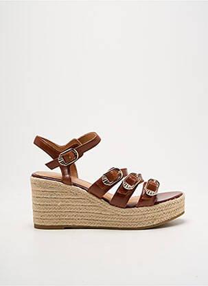 Espadrile țesătură satinată toc de 7 la 9 cm maro EMILIE KARSTON femeie