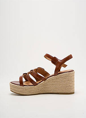 Espadrile țesătură satinată toc de 7 la 9 cm maro EMILIE KARSTON femeie