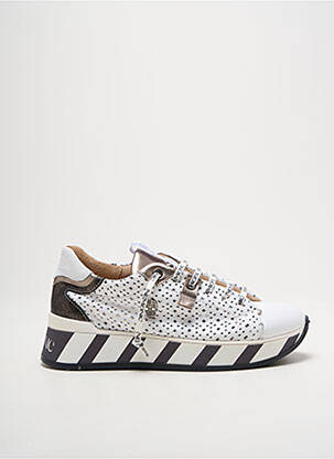 Adidași țesătură satinată toc de 4 la 6 cm alb NEMONIC femeie
