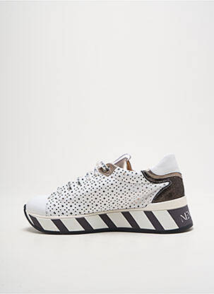 Adidași țesătură satinată toc de 4 la 6 cm alb NEMONIC femeie