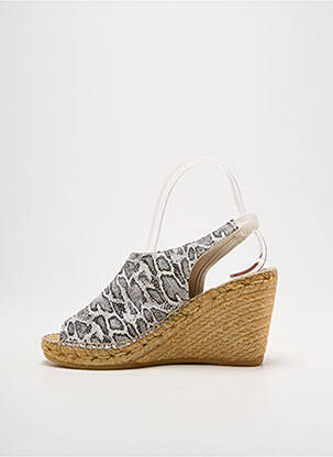Espadrile țesătură satinată toc de 7 la 9 cm alb MONTANE femeie