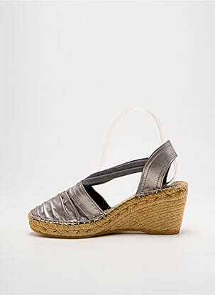 Espadrile țesătură satinată toc de 7 la 9 cm argintiu MONTANE femeie