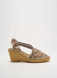Espadrile țesătură satinată toc de 7 la 9 cm auriu MONTANE femme