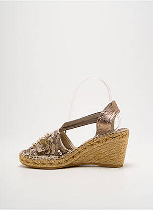 Espadrile țesătură satinată toc de 7 la 9 cm auriu MONTANE femeie