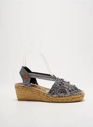 Espadrile țesătură satinată toc de 7 la 9 cm argintiu MONTANE femme