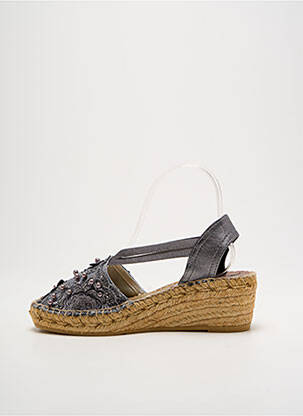 Espadrile țesătură satinată toc de 7 la 9 cm argintiu MONTANE femeie