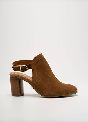 Botine/ghete nubuc toc de 7 la 9 cm maro GOODSTEP femeie