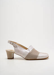 Sandale/pantofi decupați material neted toc de 4 la 6 cm bej OMBELLE femme