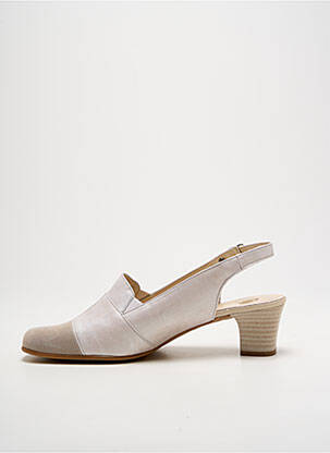Sandale/pantofi decupați material neted toc de 4 la 6 cm bej OMBELLE femeie