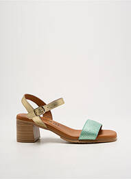 Sandale/pantofi decupați țesătură satinată toc de 4 la 6 cm verde EVA FRUTOS femme