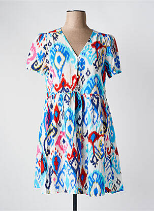 Rochie scurtă mâneci scurte mâneci scurte albastru PAPILLONNE femeie