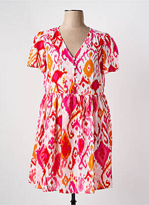 Rochie scurtă mâneci scurte mâneci scurte roz PAPILLONNE femeie