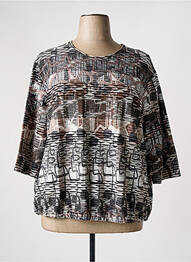 Tricou imprimeu fantezie mâneci 3/4 gri FRANK WALDER femme