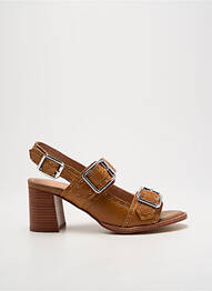 Sandale/pantofi decupați material neted toc de 4 la 6 cm maro EMILIE KARSTON femme