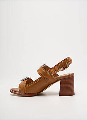 Sandale/pantofi decupați material neted toc de 4 la 6 cm maro EMILIE KARSTON femeie