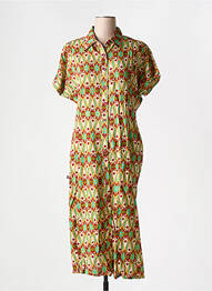 Rochie midi imprimeu fantezie mâneci scurte verde KALI YOG femeie
