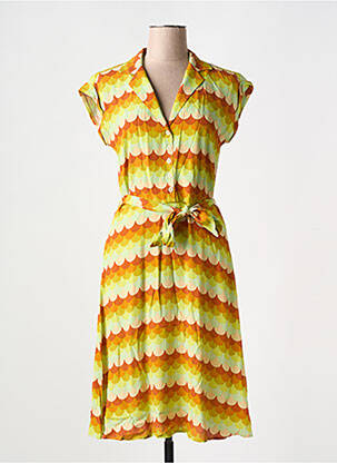 Rochie midi țesătură crep mâneci scurte verde KING LOUIE femeie