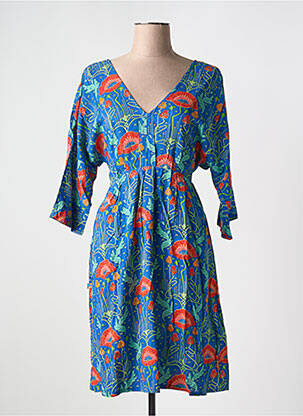 Rochie midi mâneci 3/4 mâneci 3/4 albastru KALI YOG femeie