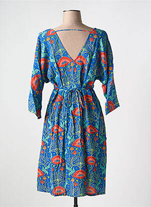 Rochie midi mâneci 3/4 mâneci 3/4 albastru KALI YOG femeie