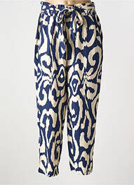 Pantalon drept închidere cu fermoar sub clapetă cu nasturi albastru MOLLY BRACKEN femme