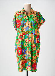 Rochie midi imprimeu floral mâneci scurte verde KING LOUIE femeie