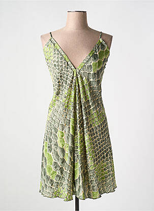 Rochie midi croială fluidă bretele subțiri verde LARAETHNICS femeie