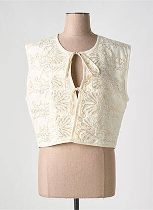 Vestă fără mâneci bej LARAETHNICS femeie