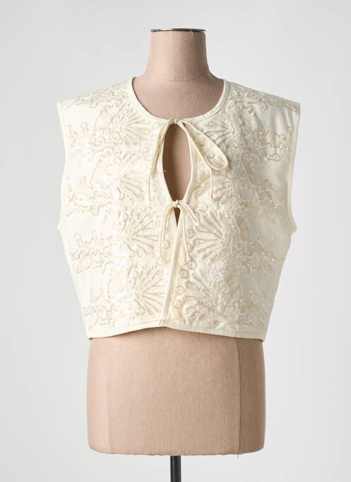 Vestă fără mâneci bej LARAETHNICS femeie